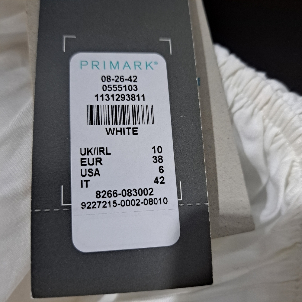 #005.B Sz 6 Primark White Bishop Sleeve Ruffled Blouse - Picture 8 of 8